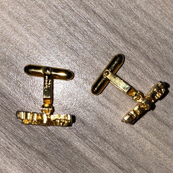 1980s Christian Dior Vintage Gold Tone Brutalist Nugget Cufflinks - Picture 3 of 4